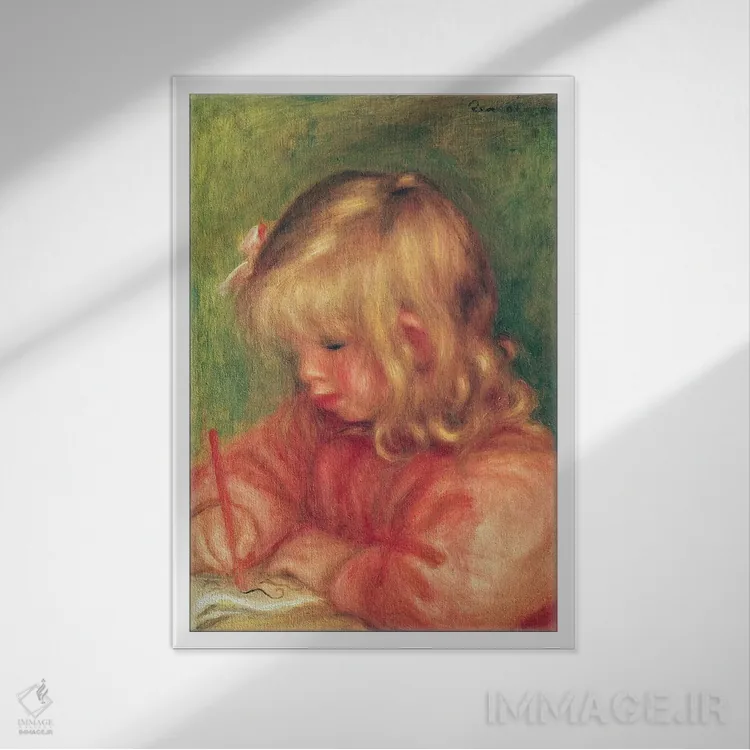 تابلو 1905,کودک در حال نقاشی، ۱۹۰۵ اثر پیر-اوگوست رنوار - نمای قابدار سفید
