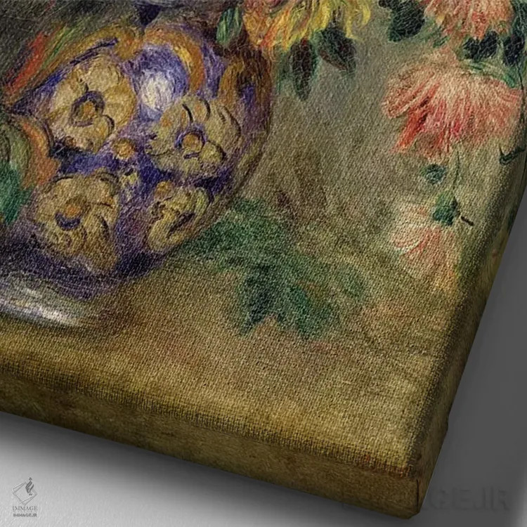 تابلو گلهای کوکب اثر پیر-اوگوست رنوار - نمای نزدیک بافت بوم