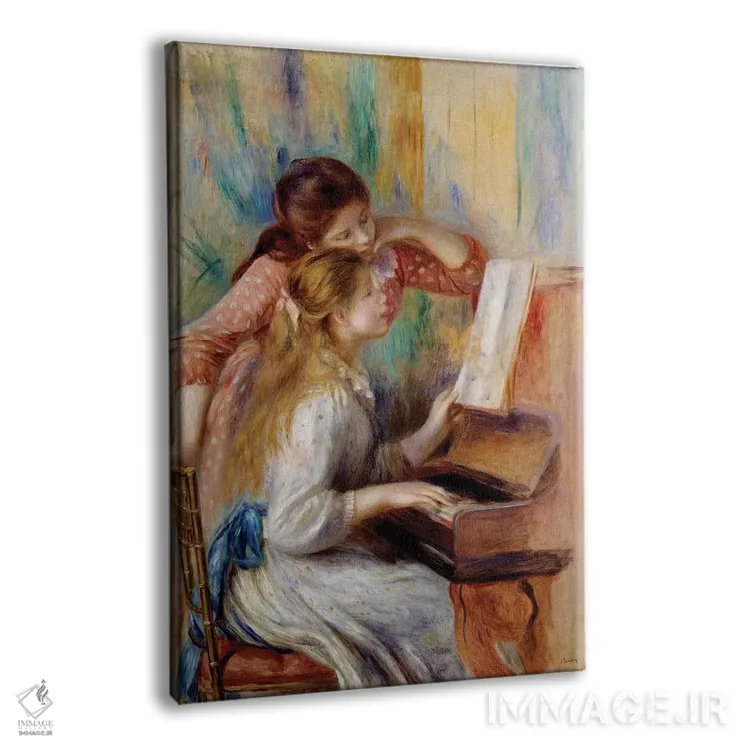 تابلو مطالعه مقدماتی دختران جوان در حال نواختن پیانو اثر پیر-اوگوست رنوار - نمای پرسپکتیو محصول