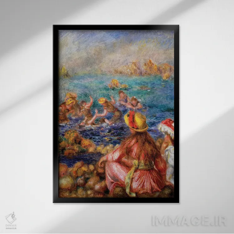 تابلو 1892,شناگران، ۱۸۹۲ اثر پیر-اوگوست رنوار - نمای قابدار مشکی