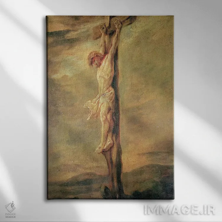 تابلو مسیح بر صلیب، حدود ۱۶۴۶ اثر رمبرانت فان رَین (نقاش بزرگ هلندی) - نمای روبهرو روی دیوار