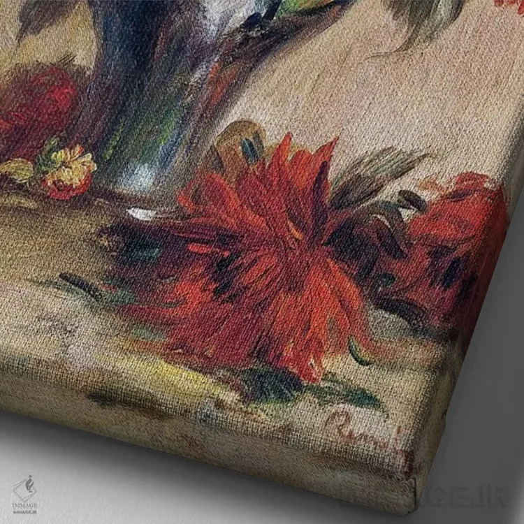 تابلو گلهای کوکب اثر پیر-اوگوست رنوار - نمای نزدیک بافت بوم