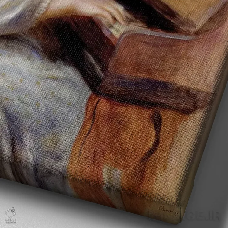 تابلو مطالعه مقدماتی دختران جوان در حال نواختن پیانو اثر پیر-اوگوست رنوار - نمای نزدیک بافت بوم