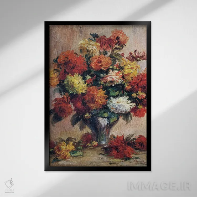 تابلو گلهای کوکب اثر پیر-اوگوست رنوار - نمای قابدار مشکی