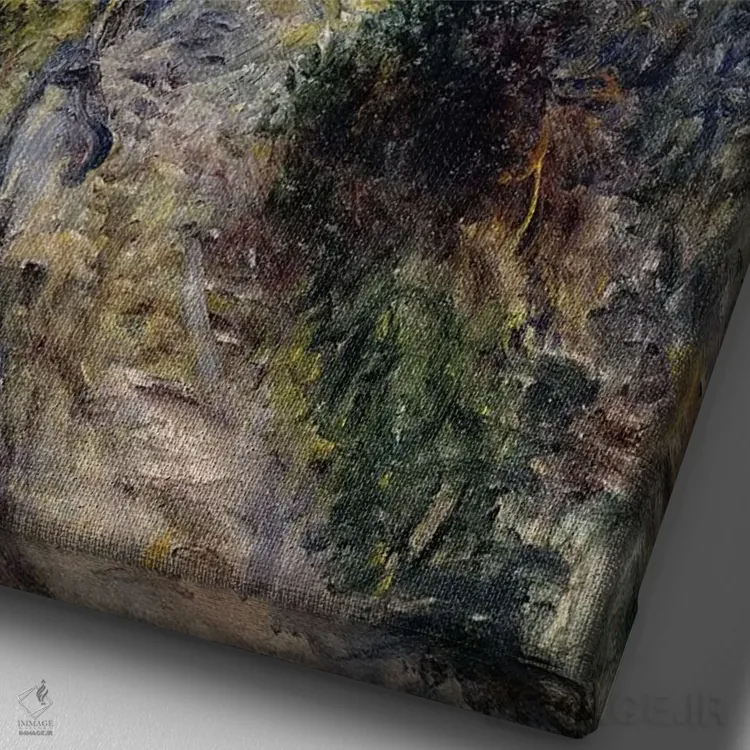 تابلو 1871,مسیر جنگلی، ۱۸۷۱ اثر پیر-اوگوست رنوار - نمای نزدیک بافت بوم