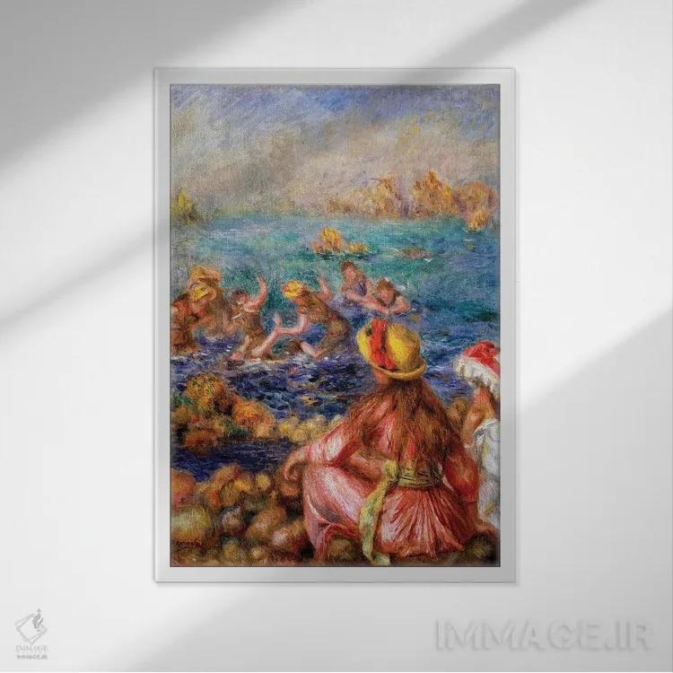 تابلو 1892,شناگران، ۱۸۹۲ اثر پیر-اوگوست رنوار - نمای قابدار سفید