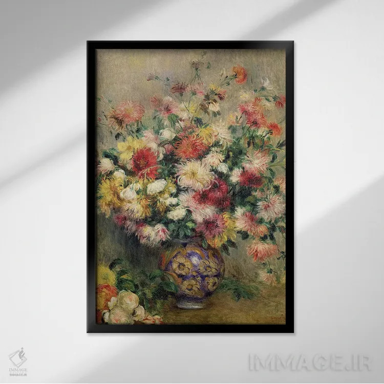 تابلو گلهای کوکب اثر پیر-اوگوست رنوار - نمای قابدار مشکی