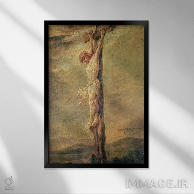 تابلو مسیح بر صلیب، حدود ۱۶۴۶ اثر رمبرانت فان رَین (نقاش بزرگ هلندی) - نمای قابدار مشکی