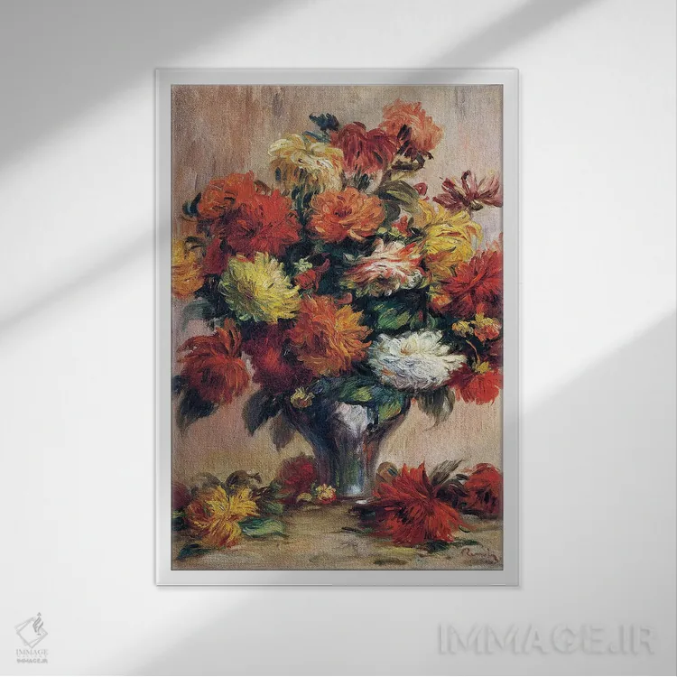 تابلو گلهای کوکب اثر پیر-اوگوست رنوار - نمای قابدار سفید