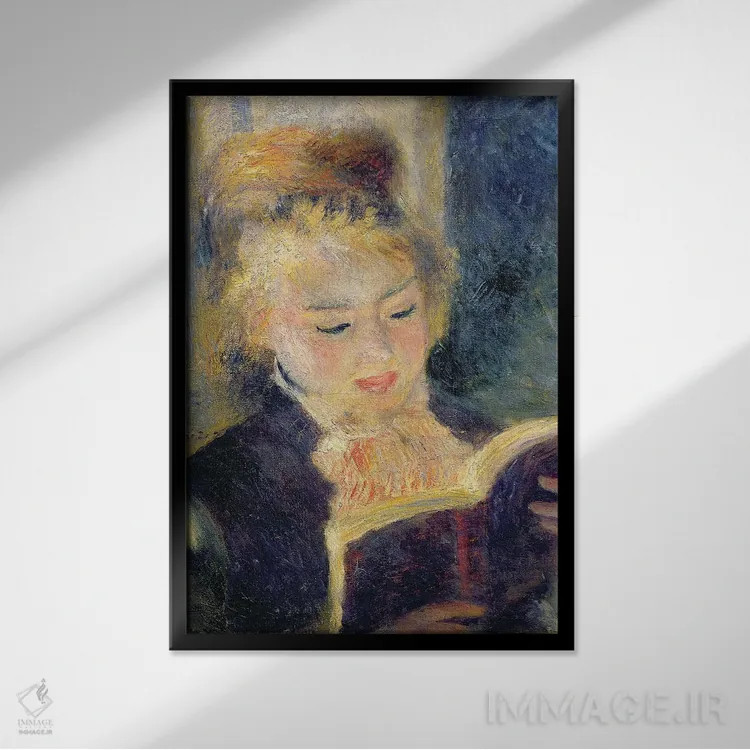 تابلو 1874,دختر در حال مطالعه، ۱۸۷۴ اثر پیر-اوگوست رنوار - نمای قابدار مشکی