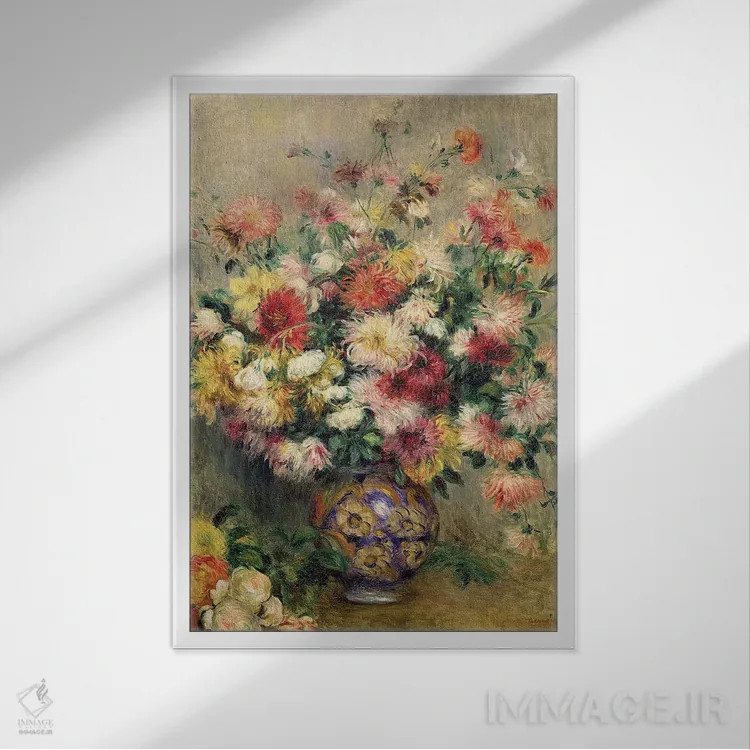 تابلو گلهای کوکب اثر پیر-اوگوست رنوار - نمای قابدار سفید