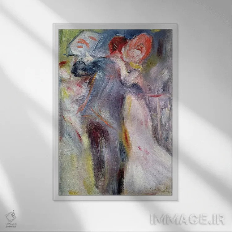 تابلو c.1882-3,رقص در روستا، حدود ۱۸۸۲-۱۸۸۳ اثر پیر-اوگوست رنوار - نمای قابدار سفید