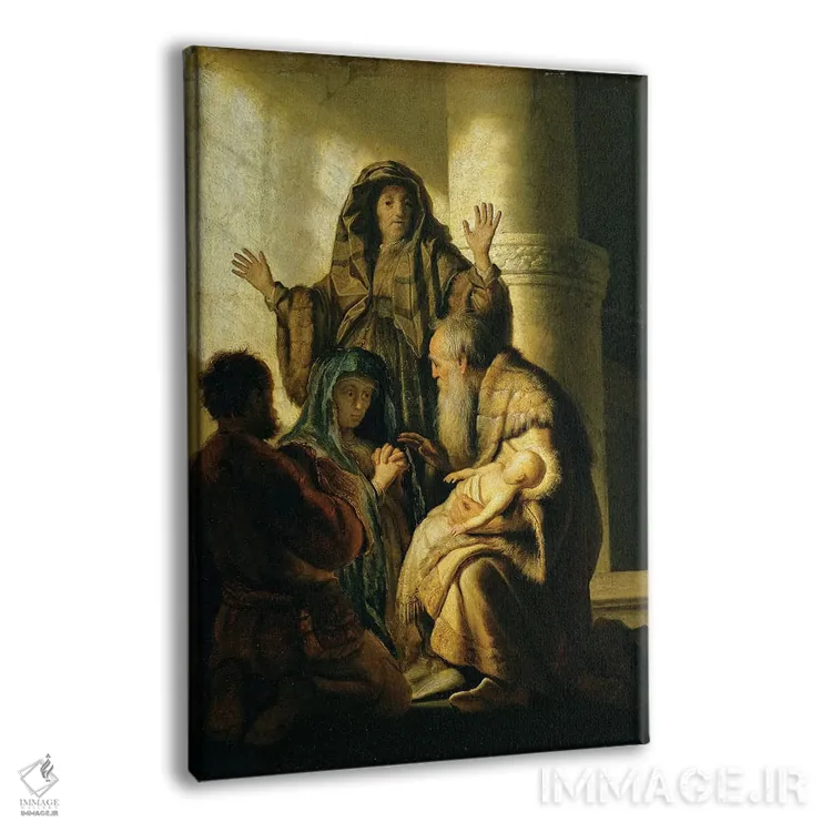 تابلو شمعون و حنا در معبد، حدود ۱۶۲۷ اثر رمبرانت فان رَین (نقاش بزرگ هلندی) - نمای پرسپکتیو محصول