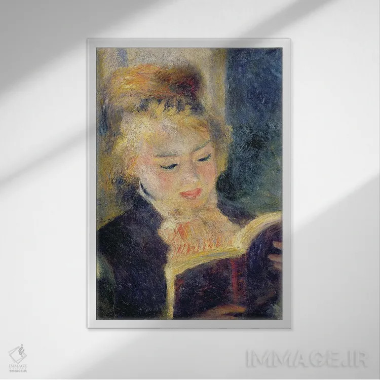 تابلو 1874,دختر در حال مطالعه، ۱۸۷۴ اثر پیر-اوگوست رنوار - نمای قابدار سفید