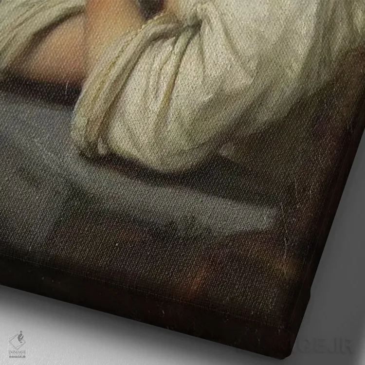 تابلو دختر در پنجره، ۱۶۴۵ اثر رمبرانت فان رَین (نقاش بزرگ هلندی) - نمای نزدیک بافت بوم