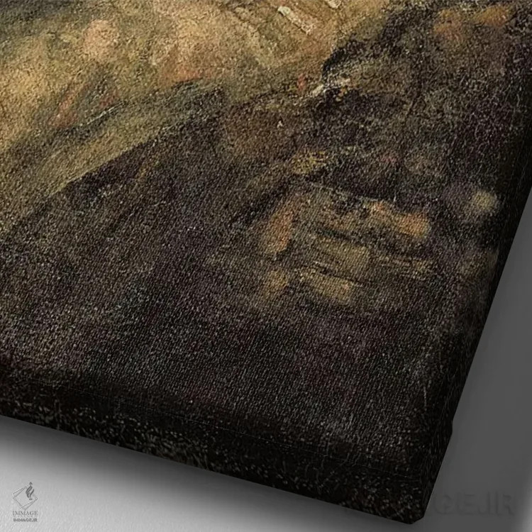 تابلو شمعون در معبد، ۱۶۶۹ اثر رمبرانت فان رَین (نقاش بزرگ هلندی) - نمای نزدیک بافت بوم