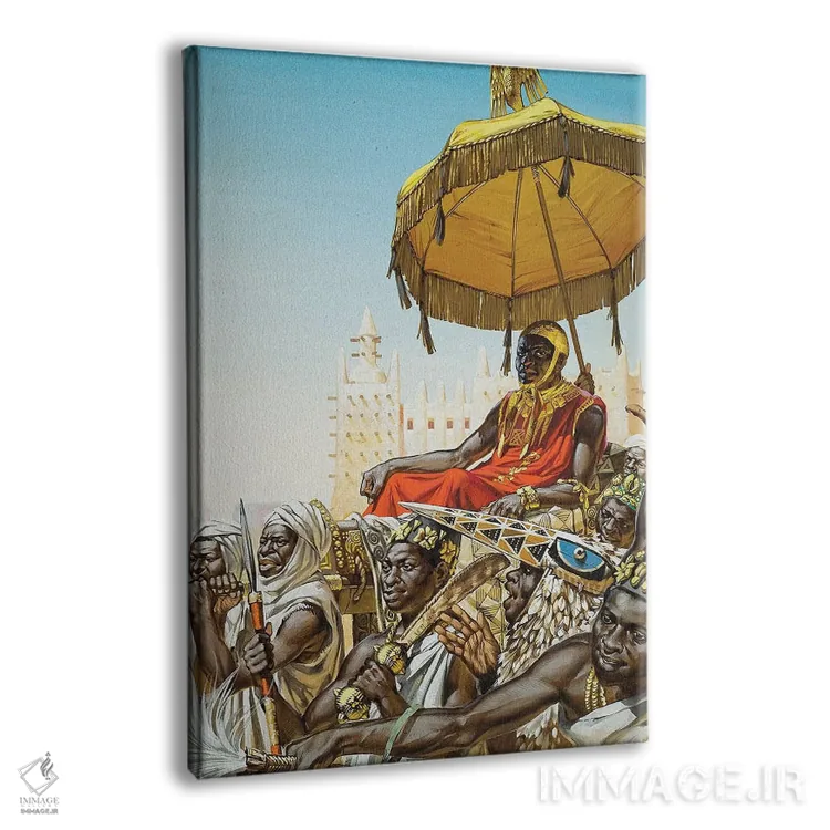 تابلو مانسا کانکان موسی اول، پادشاه قرن چهاردهم امپراتوری مالی اثر انگوس مکبراید (تصویرگر بریتانیایی) - نمای پرسپکتیو محصول