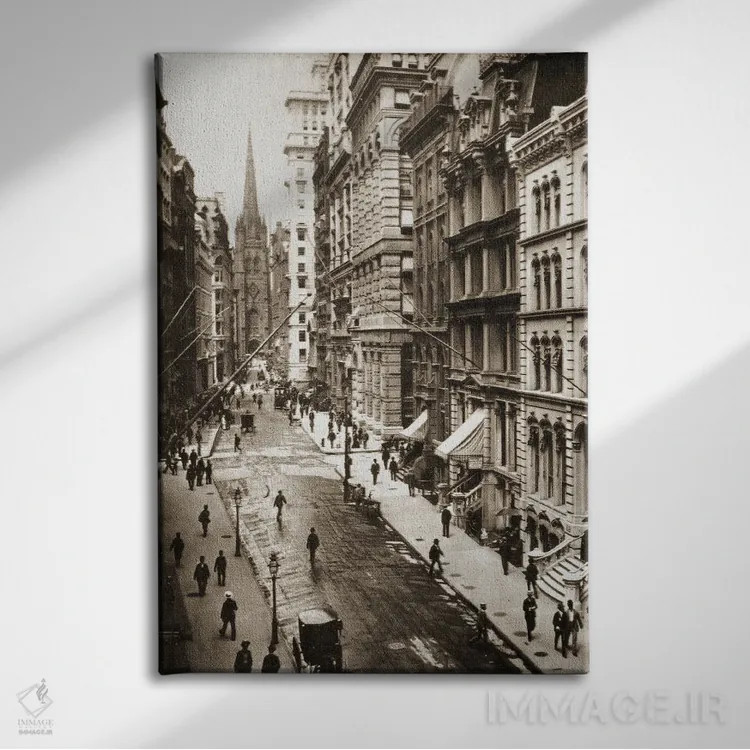 تابلو والاستریت، نیویورک، ۱۸۹۸ اثر عکاس آمریکایی (عنوان عمومی) - نمای روبهرو روی دیوار