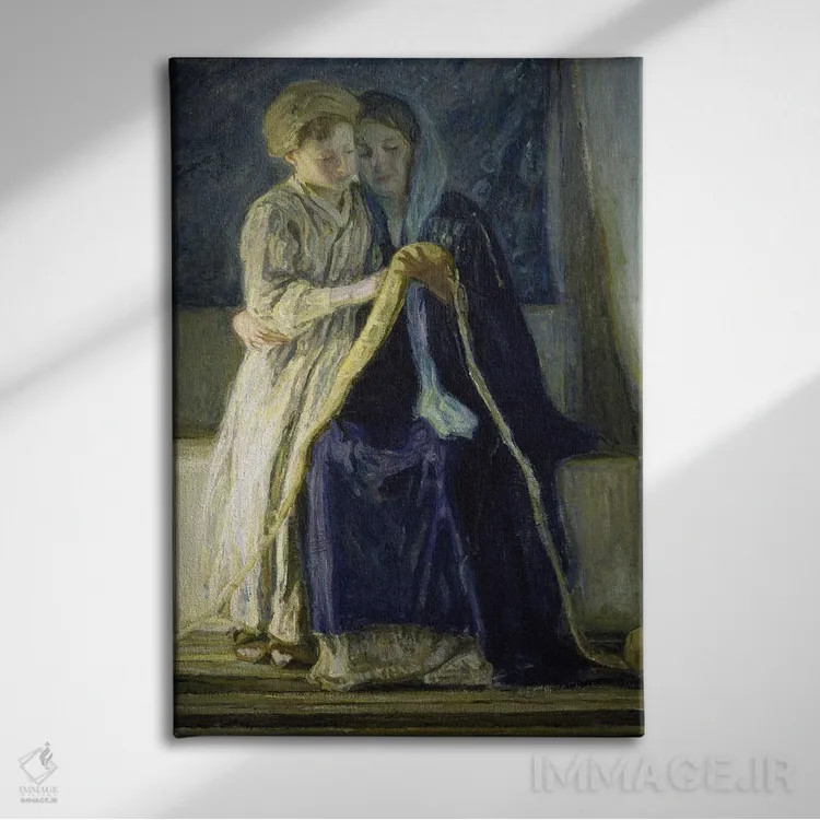 تابلو مسیح و مادرش در حال مطالعه کتاب مقدس، حدود ۱۹۰۹ اثر هنری اوسوا تانر - نمای روبهرو روی دیوار