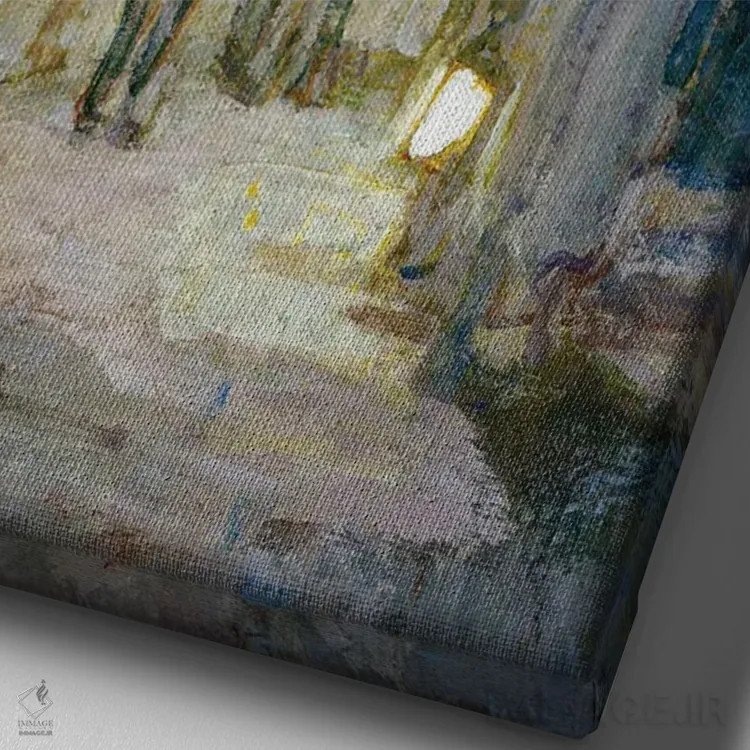 تابلو فرار به مصر، ۱۹۲۳ اثر هنری اوسوا تانر - نمای نزدیک بافت بوم