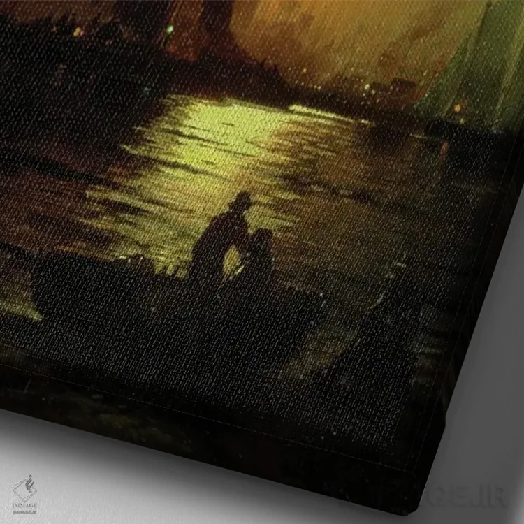 تابلو منظرهٔ مهتابی اثر ادوارد موران - نمای نزدیک بافت بوم