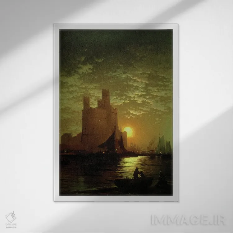 تابلو منظرهٔ مهتابی اثر ادوارد موران - نمای قابدار سفید