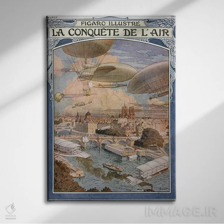 تابلو فتح آسمان، تصویر روی جلد فیگارو ایلوستر، فوریه ۱۹۰۹ اثر اوژن گراسه (آرت نوو فرانسوی) - نمای روبهرو روی دیوار