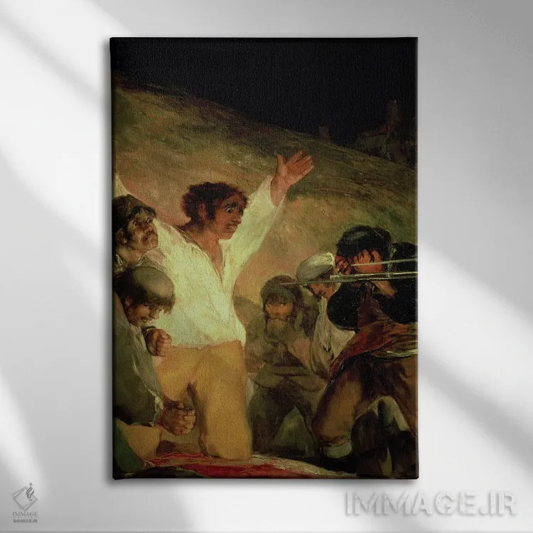 تابلو Execution Of The Defenders Of Madrid (3rd May, 1808 اثر فرانسیسکو گویا (نقاش و چاپگر اسپانیایی) - نمای روبهرو روی دیوار