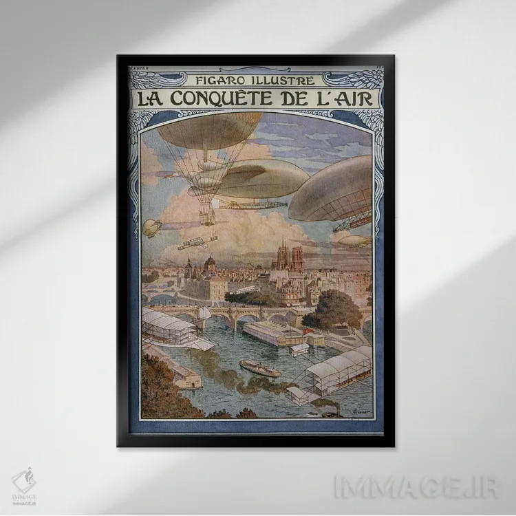 تابلو فتح آسمان، تصویر روی جلد فیگارو ایلوستر، فوریه ۱۹۰۹ اثر اوژن گراسه (آرت نوو فرانسوی) - نمای قابدار مشکی