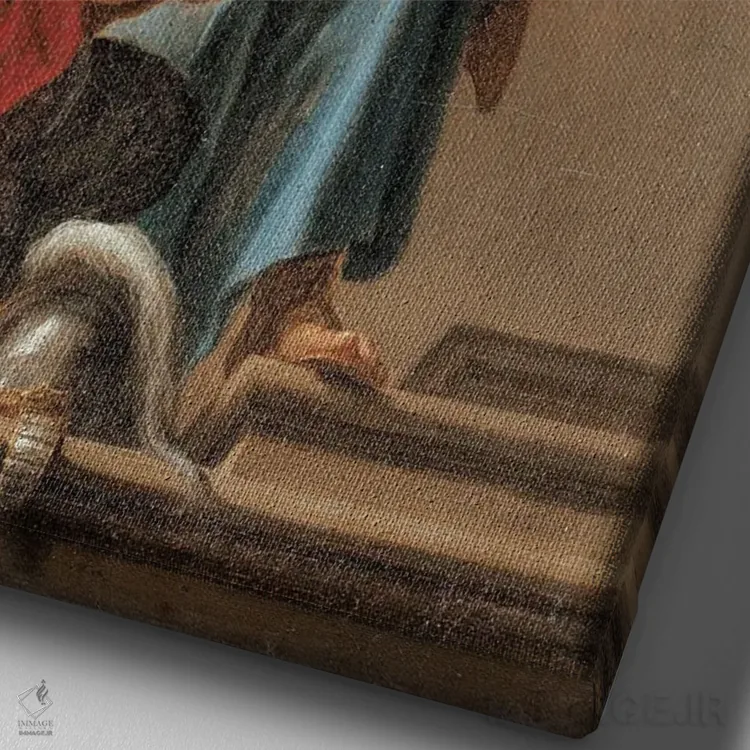 تابلو سنت پطرس در حال تعمید فرمانده کورنلیوس اثر فرانچسکو ترویزانی - نمای نزدیک بافت بوم