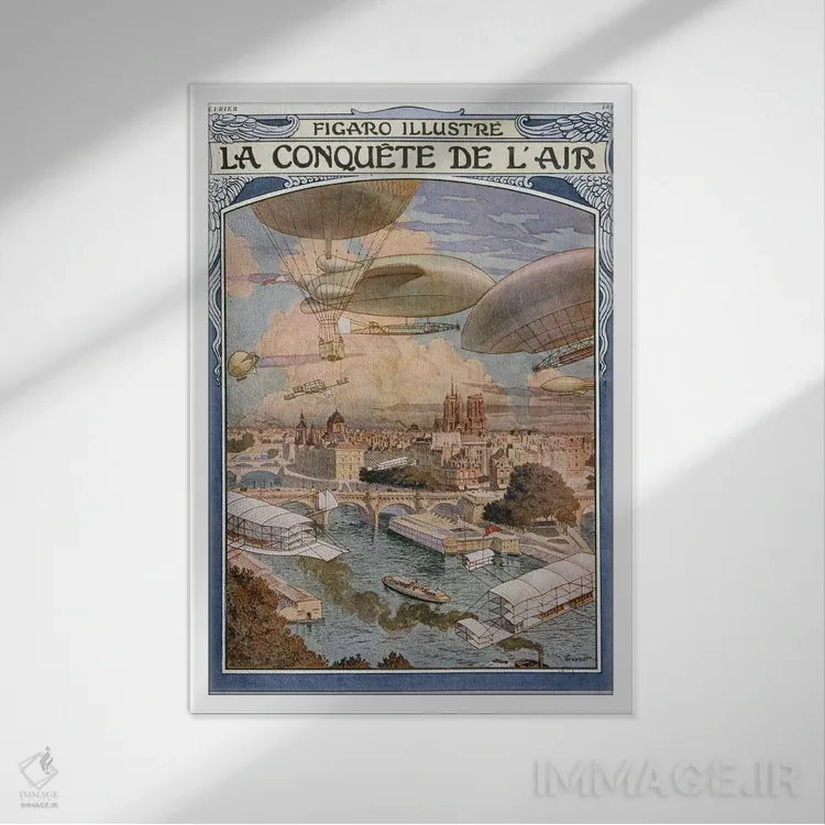 تابلو فتح آسمان، تصویر روی جلد فیگارو ایلوستر، فوریه ۱۹۰۹ اثر اوژن گراسه (آرت نوو فرانسوی) - نمای قابدار سفید