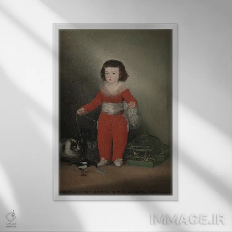 تابلو دون مانوئل اوسوریو مانریکه د زونیگا، ۱۷۹۰ اثر فرانسیسکو گویا (نقاش و چاپگر اسپانیایی) - نمای قابدار سفید