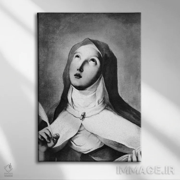 تابلو سنت ترزا اهل آویلا (عکس سیاه و سفید) اثر فرانسیسکو گویا (نقاش و چاپگر اسپانیایی) - نمای روبهرو روی دیوار