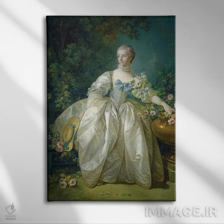 تابلو مدام برژهره، حدود ۱۷۶۶ اثر فرانسوا بوشه (نقاش فرانسوی سبک روکوکو) - نمای روبهرو روی دیوار