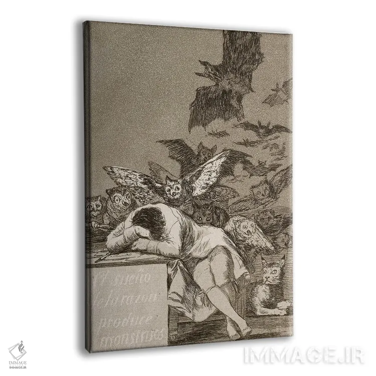 تابلو خواب عقل هیولا میزاید (تصویرسازی از مجموعه "کاپریچوس")، ۱۷۹۹ اثر فرانسیسکو گویا (نقاش و چاپگر اسپانیایی) - نمای پرسپکتیو محصول