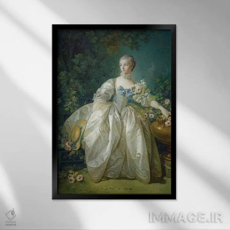 تابلو مدام برژهره، حدود ۱۷۶۶ اثر فرانسوا بوشه (نقاش فرانسوی سبک روکوکو) - نمای قابدار مشکی