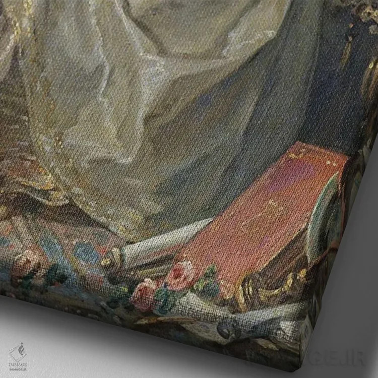 تابلو مدام دو پمپادور اثر فرانسوا بوشه (نقاش فرانسوی سبک روکوکو) - نمای نزدیک بافت بوم