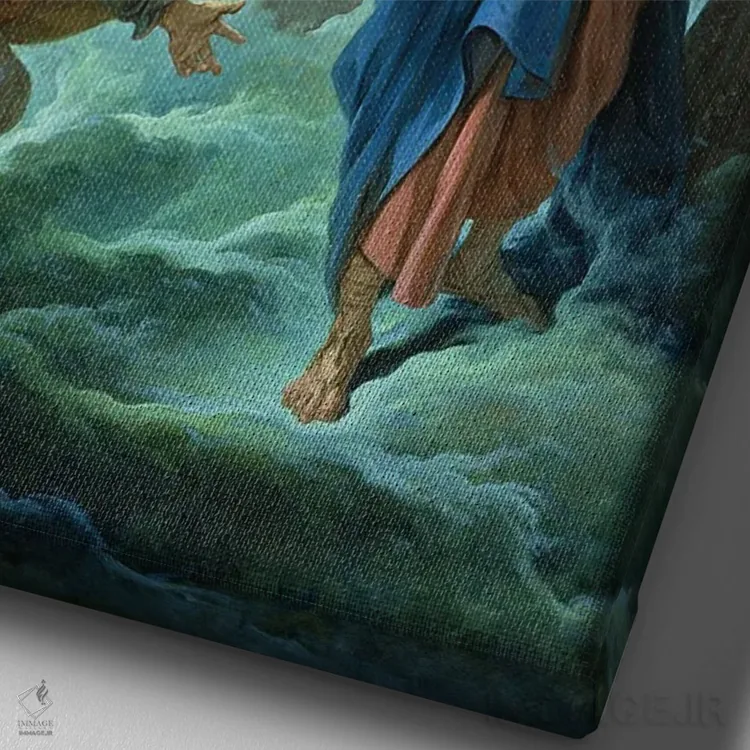 تابلو دعوت سنت پیتر به راه رفتن روی آب، ۱۷۶۶ اثر فرانسوا بوشه (نقاش فرانسوی سبک روکوکو) - نمای نزدیک بافت بوم