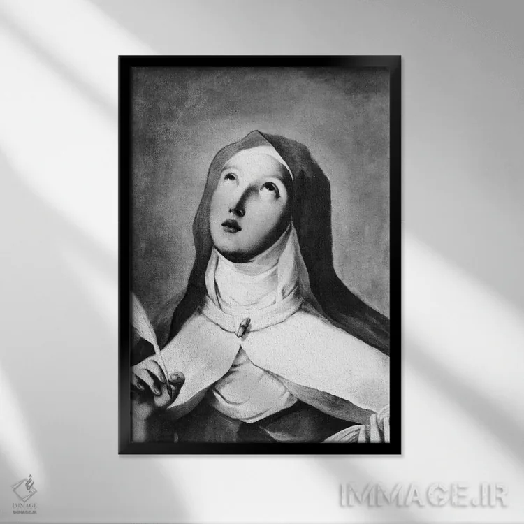 تابلو سنت ترزا اهل آویلا (عکس سیاه و سفید) اثر فرانسیسکو گویا (نقاش و چاپگر اسپانیایی) - نمای قابدار مشکی