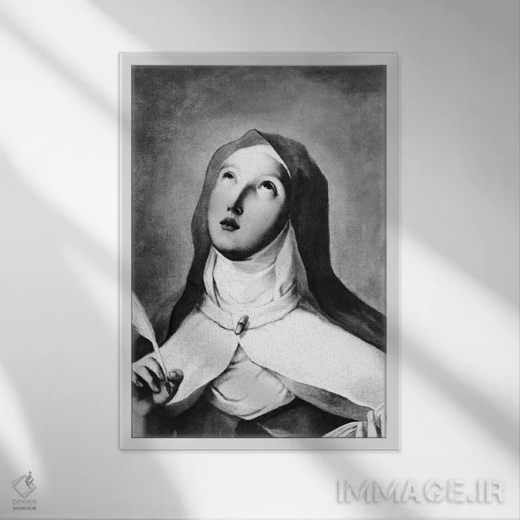 تابلو سنت ترزا اهل آویلا (عکس سیاه و سفید) اثر فرانسیسکو گویا (نقاش و چاپگر اسپانیایی) - نمای قابدار سفید