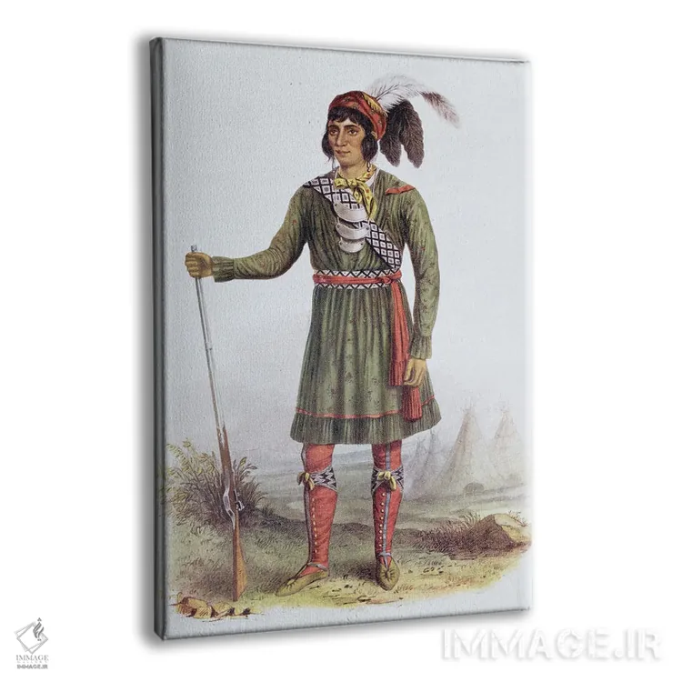 تابلو A Seminole Leader (From The Indian Tribes Of North America, Vol. II),اوسیولا (آسهاولا)، رهبر قبیله سمینول (از کتاب قبایل سرخپوست آمریکای شمالی، جلد دوم) اثر جورج کتلین (نقاش بومیان آمریکا) - نمای پرسپکتیو محصول