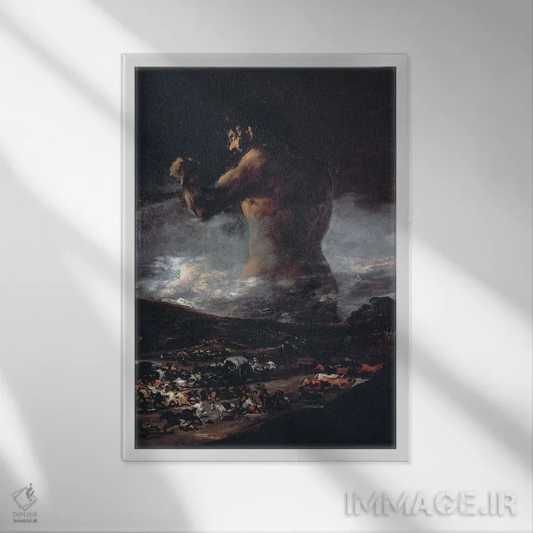 تابلو غول، حدود ۱۸۰۸ اثر فرانسیسکو گویا (نقاش و چاپگر اسپانیایی) - نمای قابدار سفید