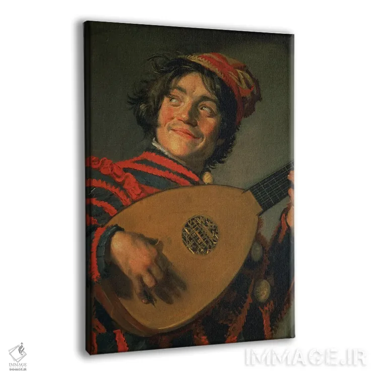 تابلو پرترهٔ یک دلقک با لوت اثر فرانس هالس بزرگ (نقاش هلندی) - نمای پرسپکتیو محصول