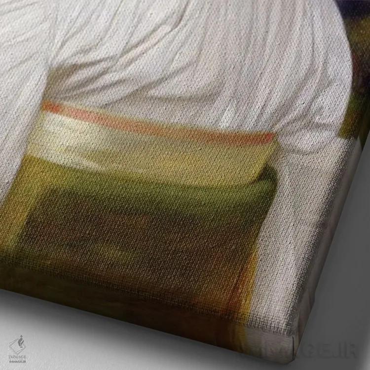 تابلو پاونی، ۱۸۵۹ (نام گیاه یا عنوان اثر) اثر فردریک لیتون (نقاش و مجسمهساز انگلیسی) - نمای نزدیک بافت بوم