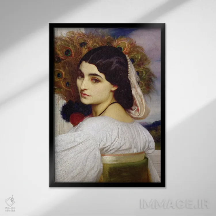 تابلو پاونی، ۱۸۵۹ (نام گیاه یا عنوان اثر) اثر فردریک لیتون (نقاش و مجسمهساز انگلیسی) - نمای قابدار مشکی