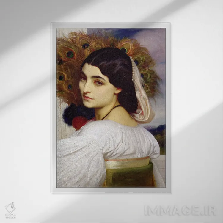 تابلو پاونی، ۱۸۵۹ (نام گیاه یا عنوان اثر) اثر فردریک لیتون (نقاش و مجسمهساز انگلیسی) - نمای قابدار سفید