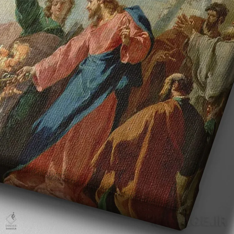 تابلو عیسی کلیدهای بهشت را به سنت پیتر میدهد اثر جیووانی باتیستا پیتونی (نقاش باروک ایتالیایی) - نمای نزدیک بافت بوم