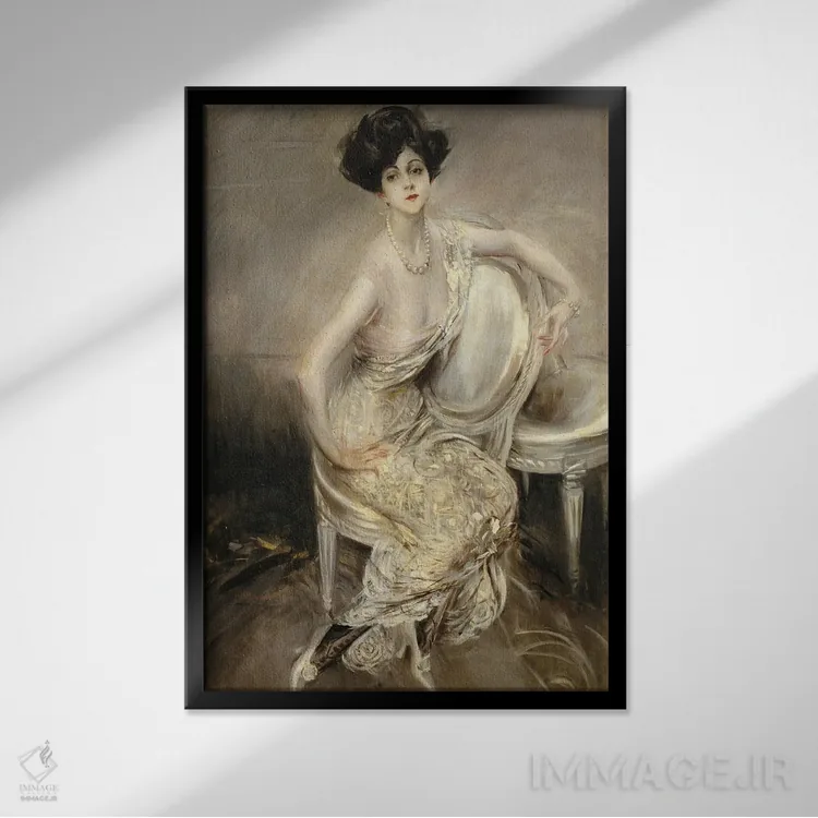 تابلو 1911,پرتره ریتا د آکوستا لیدیگ، ۱۹۱۱ اثر جیووانی بولباوری (نقاش ایتالیایی) - نمای قابدار مشکی