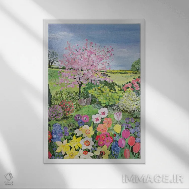 تابلو The Four Seasons,بهار، چهار فصل اثر هیلاری جونز - نمای قابدار سفید