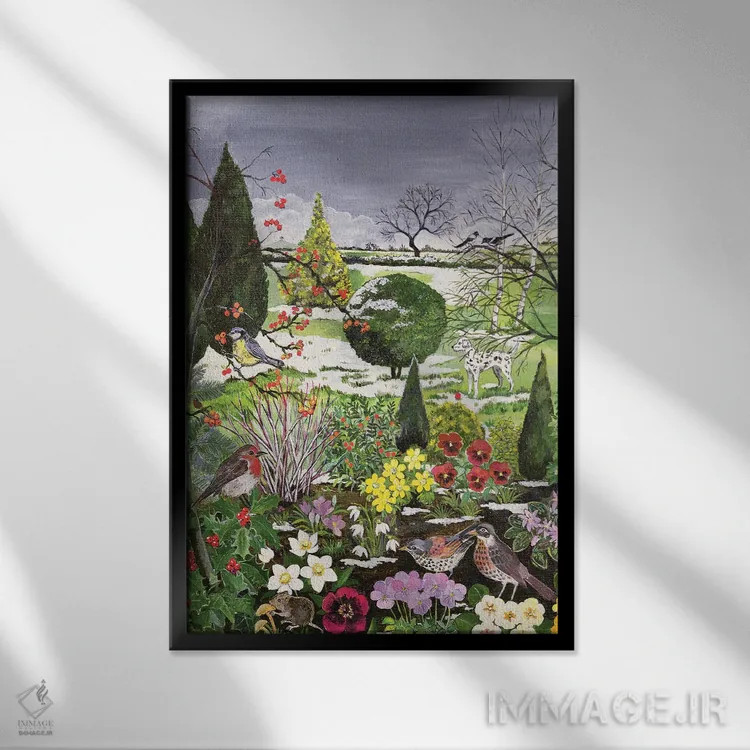 تابلو The Four Seasons,زمستان، چهار فصل اثر هیلاری جونز - نمای قابدار مشکی